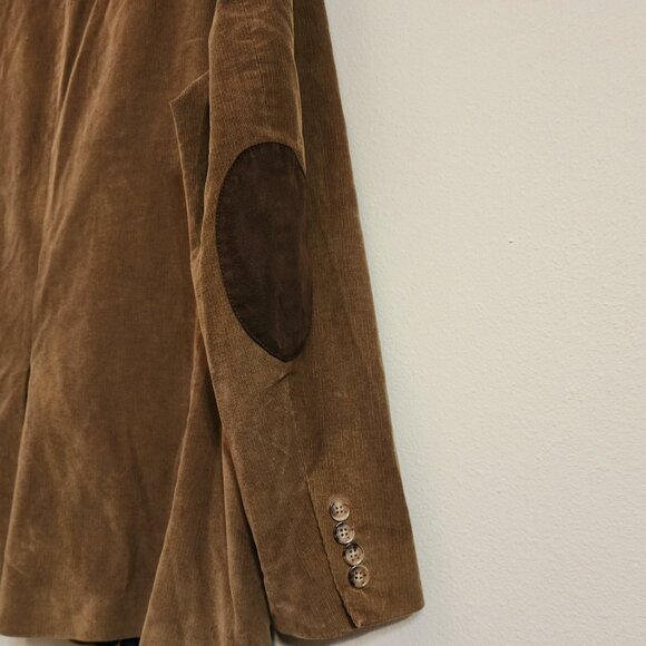 LRL Ralph Lauren Brown Corduroy Sport Coat Jacket Blazer 46R Elbow Patch Dog - Picture 15 of 16